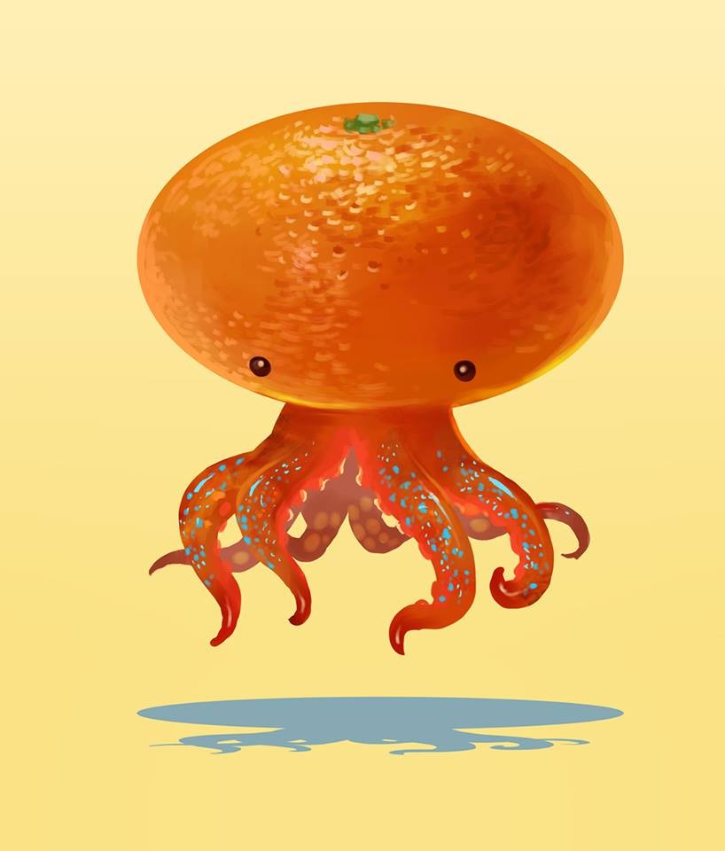 题目: 橘子章鱼 传达内容: 尺寸: 技术: 创作年份